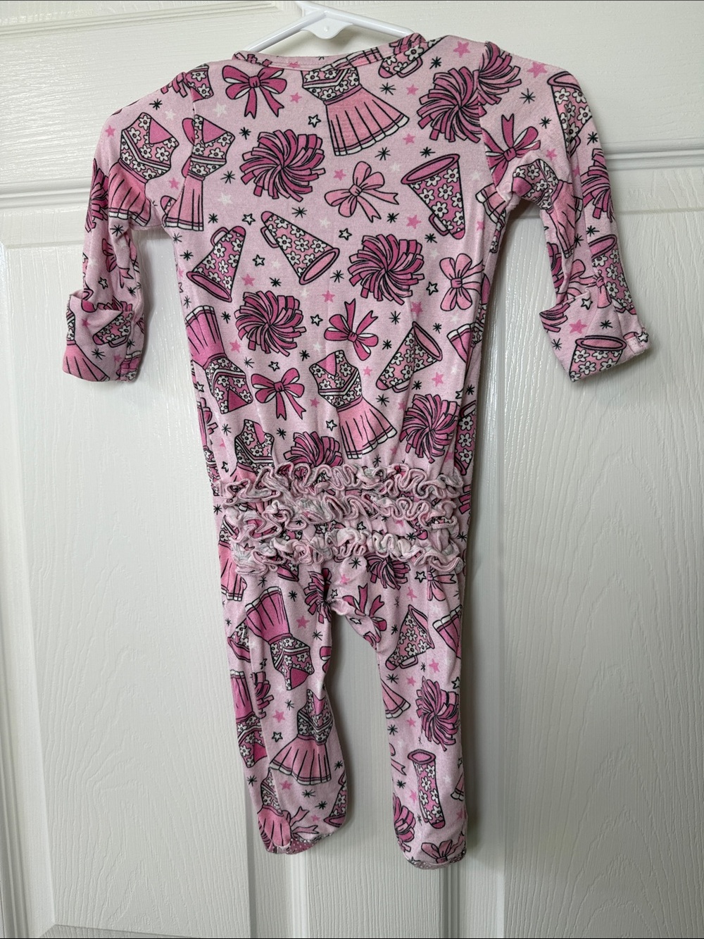 Caden Lane Pink Cheer Ruffle Double Zip Footie - Picture 7 of 10